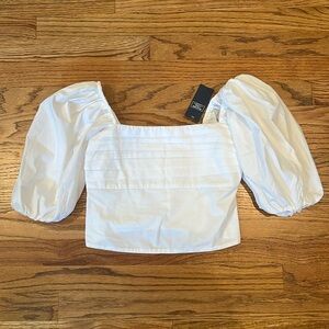 NWT ABERCROMBIE & FITCH  PLEATED WHITE PUFF SLEEVE CROP TOP SMALL